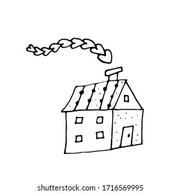 Stay home concept. Hand drawn simple sketch. Black outline isolated on white background. Stock vector illustration. Use for poster, banner, social media cover.