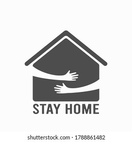 Stay home concept, house with heart shape vector illustration