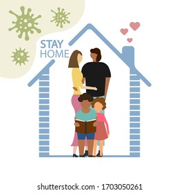 Stay at home concept isolated on white background. Vector illustration. Eps 10.