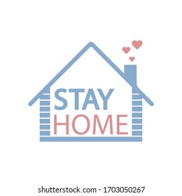 Stay at home concept isolated on white background. Vector illustration. Eps 10.