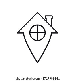 stay home concept, location pin in house shape icon over white background, line style, vector illustration
