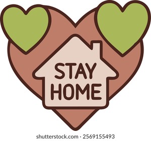 Stay Home Concept, home loves heart icons, vector illustration. EPS 10. Valentine’s day vector illustration on white background. 