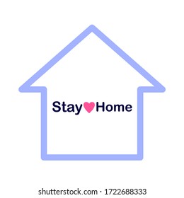 Stay home concept, vector. Self isolation, quarantine due to coronavirus. Stay at home during the coronavirus epidemic. Girl in the house on self-isolation and looking at a laptop, in flat style.