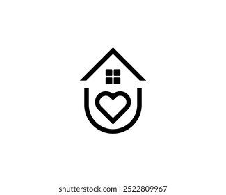 Stay Home Concept,home love heart icon