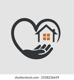 Stay Home Concept,home love heart icon