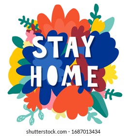 Stay home. Conceptual background with call to protect family and oneself against coronavirus. Handdrawn template for design social media advertising, web baner, internet interview etc.