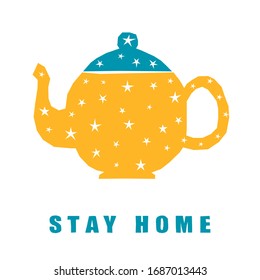 Stay home. Conceptual background with call to protect family and oneself against coronavirus. Handdrawn template for design social media advertising, web baner, internet interview etc.