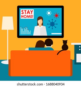 Stay home. Conceptual background with call to protect family and oneself against coronavirus. 