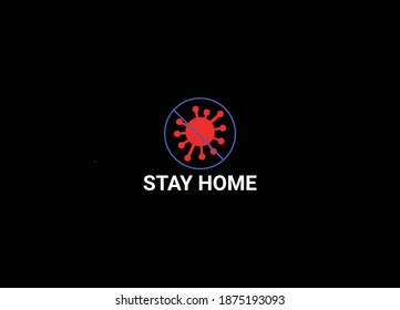 Stay home corona virus abstract logo design template