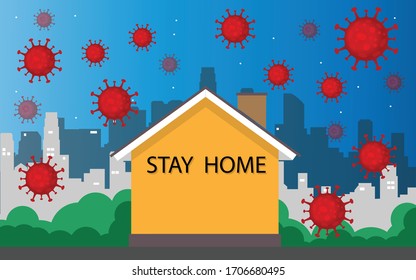 stay at home from corona virus covid 19 protect family from virus