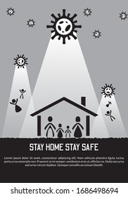 stay at home. corona virus. covid-19 outbreak. physical distance. social distance. vector illustration