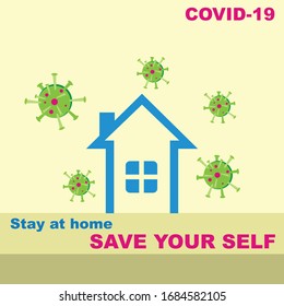 stay at home corona virus illustration