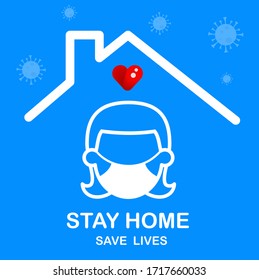 Stay at home. Coronavirus Covid-19, quarantine motivational phrase.vector EPS 10.