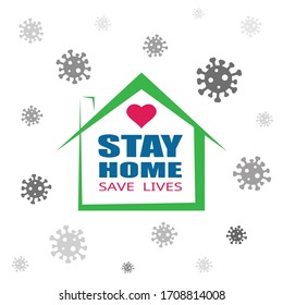 Stay at home coronavirus defensive campaign. Stay home slogan vector logo isolated on white background.