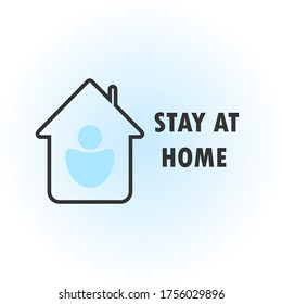 Stay at home. Coronavirus defensive campaign or measure, COVID 19. Stay home, quote text, hash tag, or hashtag. Coronavirus, COVID 19, protection logo.
