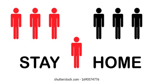 STAY HOME Coronavirus epidemic awareness illustration self isolation quarantine covid-19 vector 