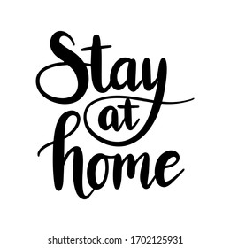 Stay at home. Coronavirus outbreak concept. Handwritten phrase. Vector illustration isolated on white background.