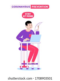 Stay at Home. Coronavirus Prevention. Coronavirus illustration for infographic, banner, poster, and website. Vector illustration.