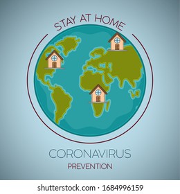 Stay at home. Coronavirus prevention poster - Vector illustration