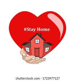 Stay home. Coronavirus, quarantine. Heart and home icon template.Vector illustration