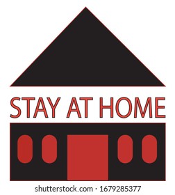STAY AT HOME. Coronavirus symbol. Coronavirus self-quarantine illustration. Coronavirus print. Vector.