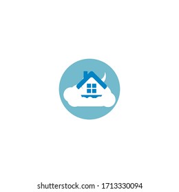 Stay at home for COVID 19 or coronavirus protection campaign logo. Self isolation appeal as sign or symbol. Virus prevention concept. Vector illustration.