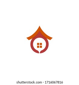 Stay at home for COVID 19 or coronavirus protection campaign logo. Self isolation appeal as sign or symbol. Virus prevention concept. Vector illustration.