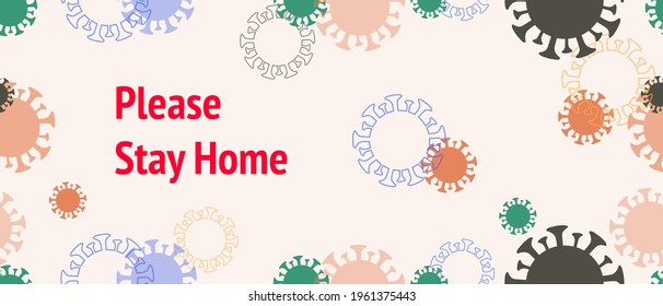 Stay Home COVID 19, nCoV Vector Banner. Seamless Corona Virus Pattern. Virus Protection Flat Corona Web Page. Stay Home COVID 19, nCoV Vector Banner. Flat Cartoon Coronavirus Medical Design.