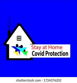 stay at home covid protection vector icon logo symbol illustration template
