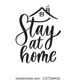 Stay at home. Covid-19 Coronavirus concept inscription typography design logo.