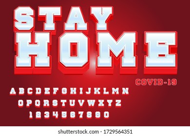 Stay Home (COVID-19) Font and Alphabet, Vector
