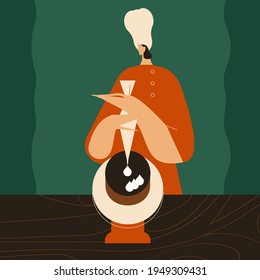 Stay at Home. Dessert chef. Vector illustration flat design. Use in Web Project and Applications.