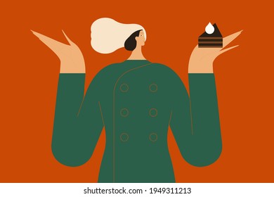 Stay at Home. Dessert chef. Vector illustration flat design. Use in Web Project and Applications.