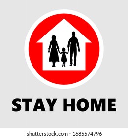 Stay home during the coronavirus epidemic. Family staying at home in self quarantine, protection from virus. Coronavirus outbreak concept. Vector illustration 