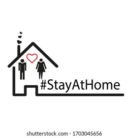 Stay home during the coronavirus epidemic. Family staying at home in self quarantine, protection from virus. Coronavirus outbreak concept. Vector illustration in flat style. EPS10