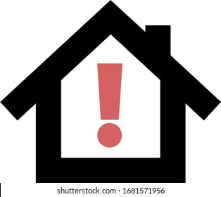 Stay home exclamation logo coronavirus covid-19