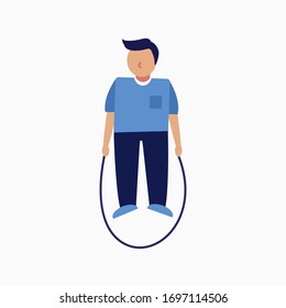 Stay at Home Exercise with skipping  Vector Illustration