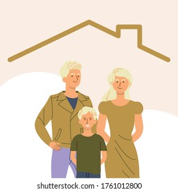 Stay Home, family with child stay at home concept flat style vector illustration