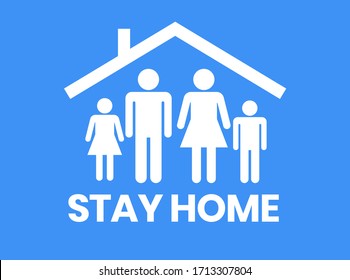 Stay home with family design. Self quarantine and social distancing concept. Illustration Eps 10
