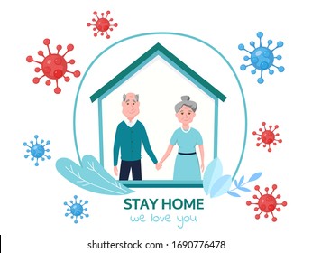 Stay home. Family sitting home. Quarantine or self-isolation. Health care. Fears of getting coronavirus. Global viral epidemic or pandemic. Lifestyle activity that you can do at home to stay healthy.