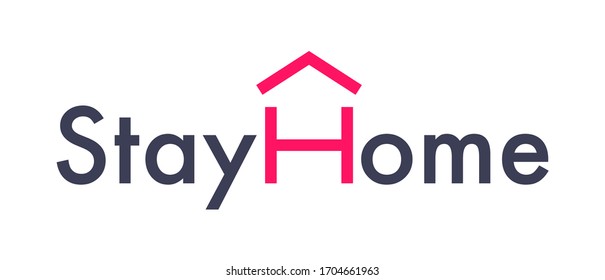 Stay at home flat vector symbol. Self-isolation slogan. Protection from pandemic coronavirus COVID 19.