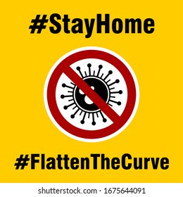 Stay Home Flatten The Curve Icon. Vector Image.