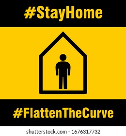 Stay Home Flatten The Curve Icon. Vector Image.