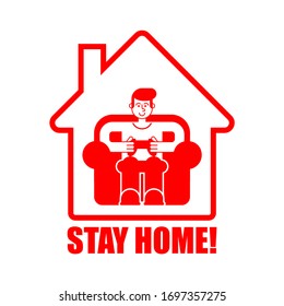 Stay at home. Gamer playing at home. Coronavirus isolation mode. Quarantine from the virus. Pandemic.
