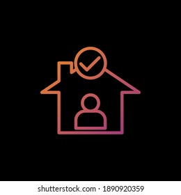 stay at home gradient outline Icon. corona virus vector illustration on black background