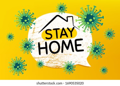 Stay home grunge bubble. Coronavirus COVID-19 background. Corona virus outbreak. 2019-ncov pandemic. Stop coronavirus disease. Stay at home from corona virus. Quarantine, self-isolation. Vector