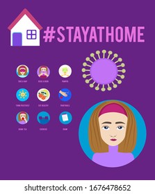 Stay at home guide prevention infographic 