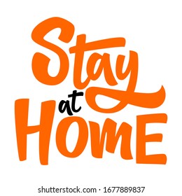 Stay at home hand drawn vector lettering. Coronavirus Covid-19, quarantine motivational phrase. Coronavirus Covid-19 awareness.