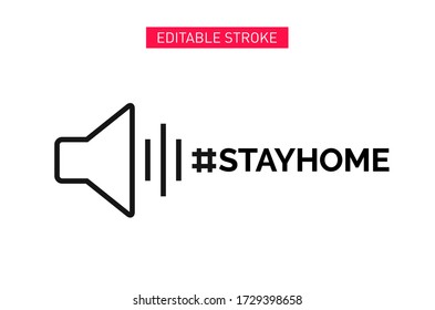 Stay Home hashtag. Icon for social media network. Stop coronavirus COVID 19 pandemic vector illustration.

