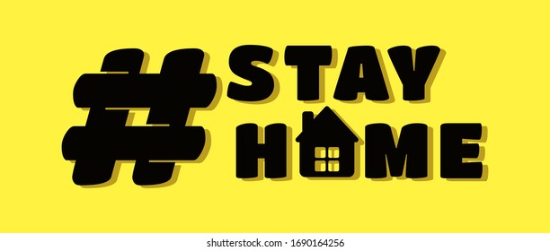 stay at home with hashtag. slogan for social media campaigns to protect and prevent the spread of coronavirus.
